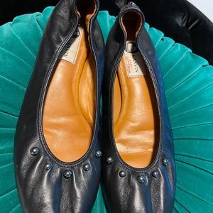 LANVIN black stud flats